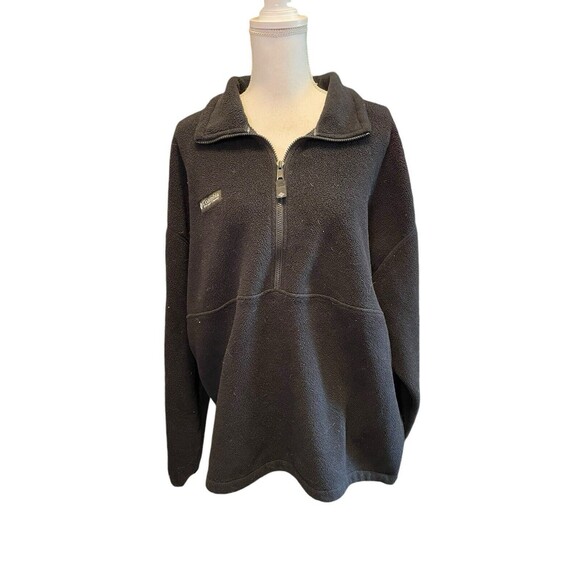 Columbia Mens Sz XL Pullover Fleece jacket 1/2 Zip Black a28 - Picture 1 of 8